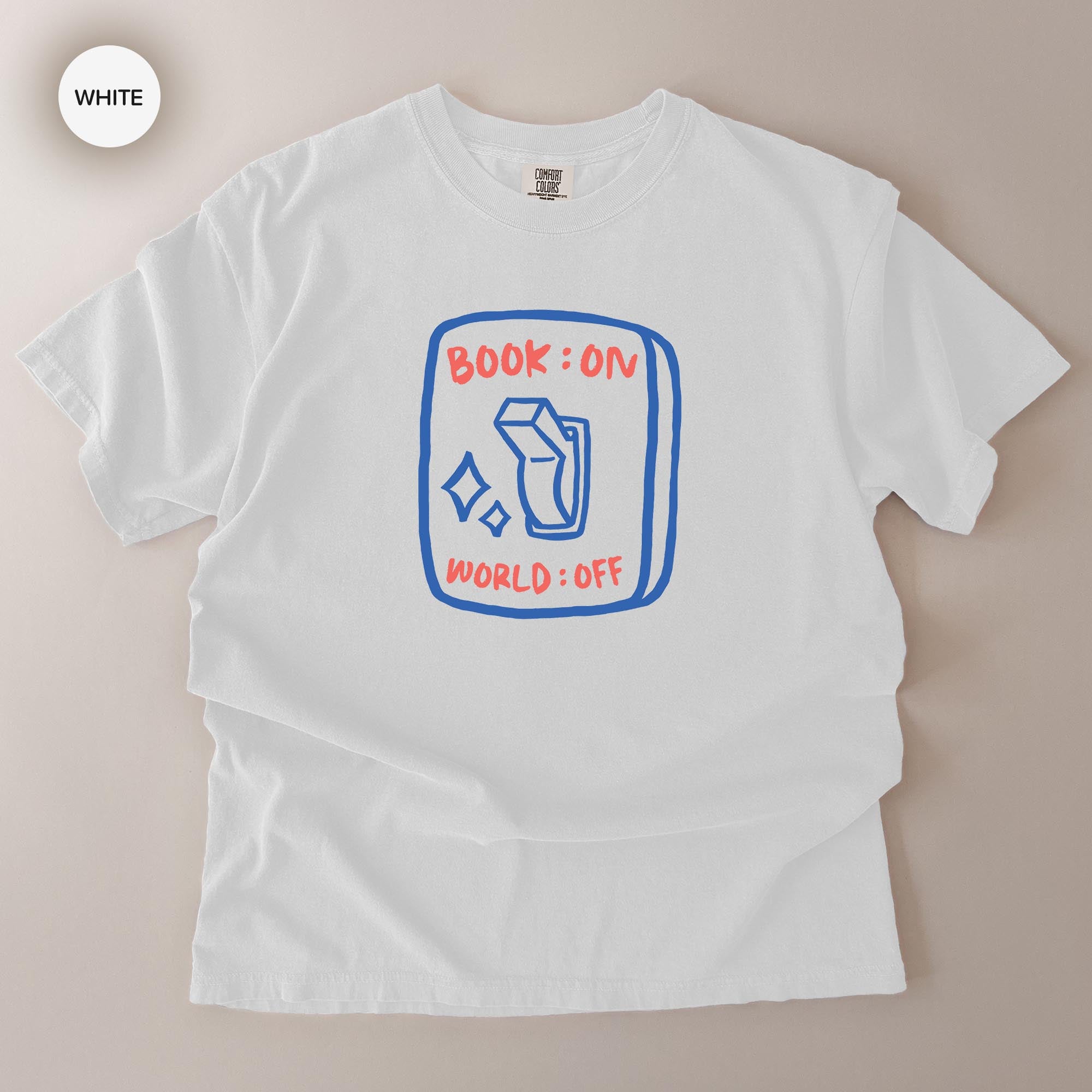 A white t-shirt with a graphic design on it.